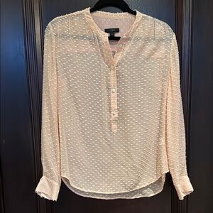 J. Crew Peach Long Sleeve Sheer Buttoned Blouse, Size 2